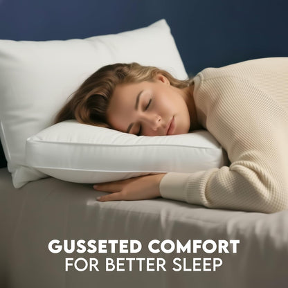 Utopia Bedding Down Alternative Bed Pillows for Sleeping Queen Size (White), Set of 2, Soft & Fluffy Pillow with Cooling, Hotel Quality, Gusseted Pillow for Back, Stomach or Side Sleepers