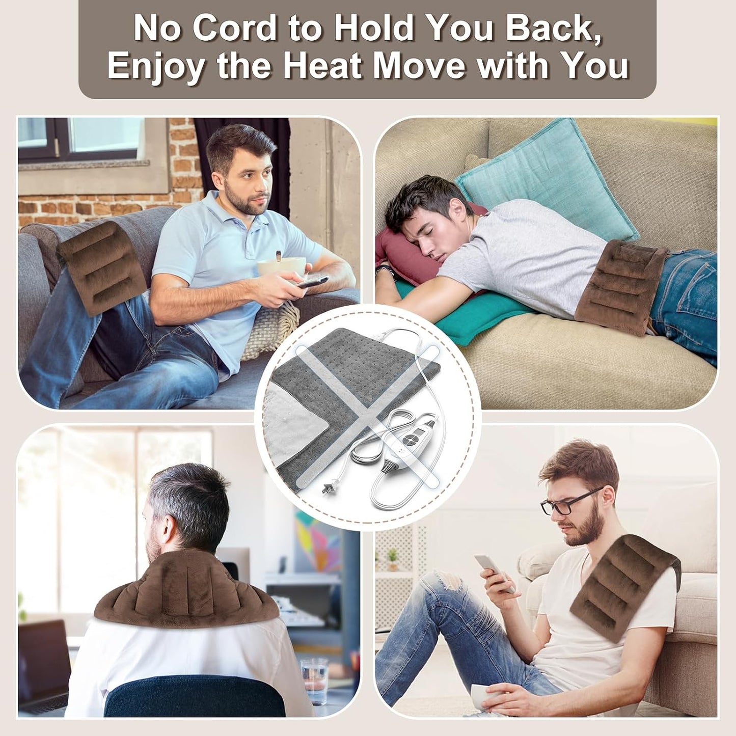 SuzziPad Microwavable Heating Pads for Neck and Shoulder Back Discomfort, 7x16 Fatigue Soothing Heated Pad Microwave, Moist Hot Packs, Unscented Heat Pack for Aches, Sore Muscle, Gray