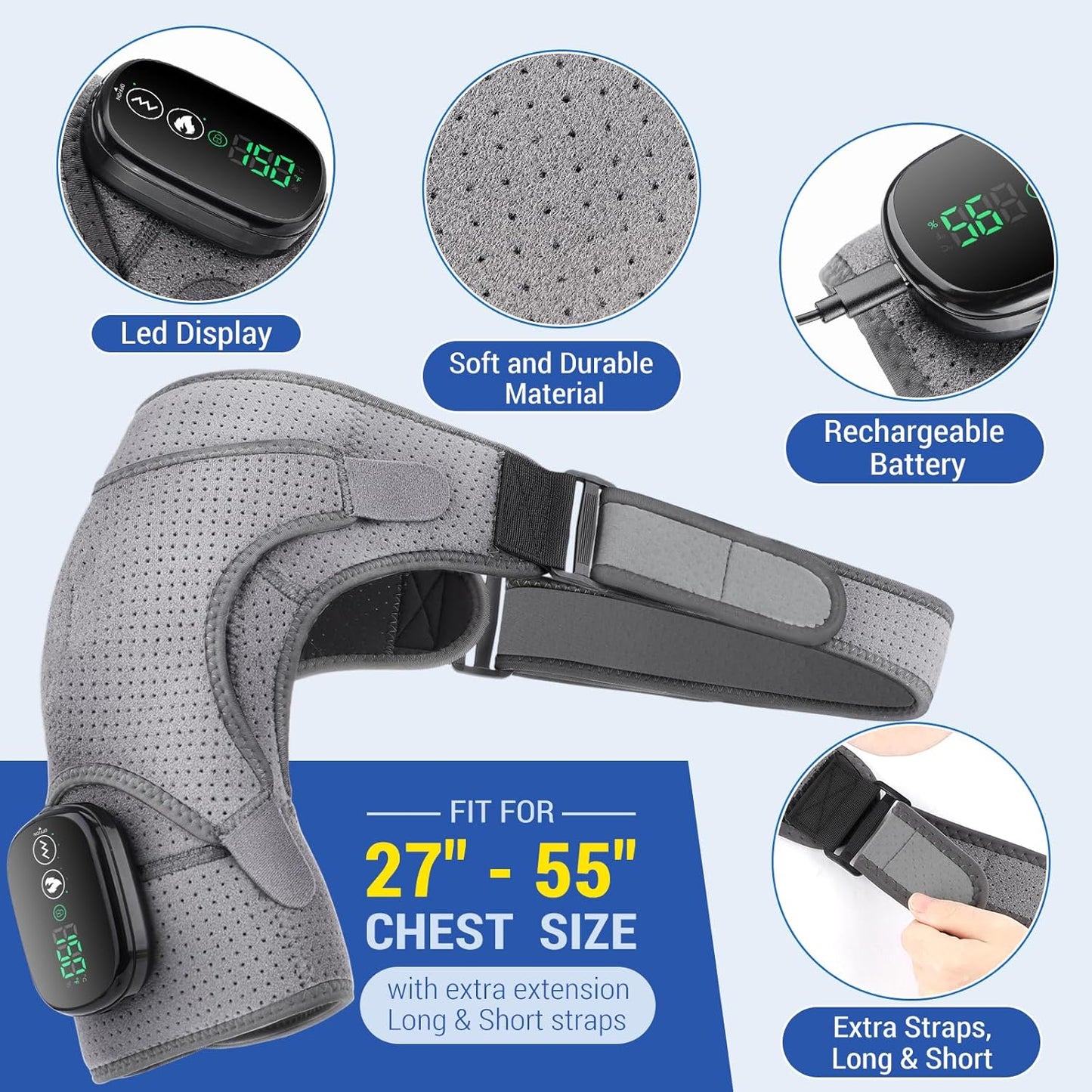 ERHIVORA Shoulder Heating Pad with Massage, FSA Eligible Items List, Heated Shoulder Wrap for Pain Cordless, HSA Approved Products Only