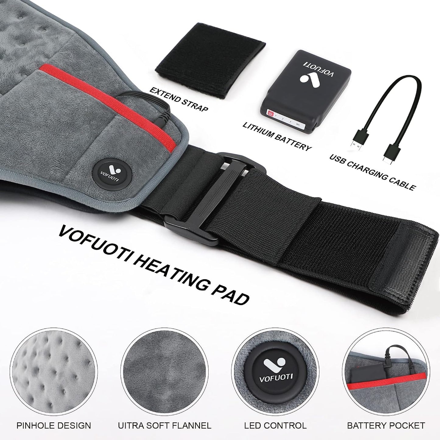 Vofuoti Portable Cordless Heating Pad with 10000mAh Battery