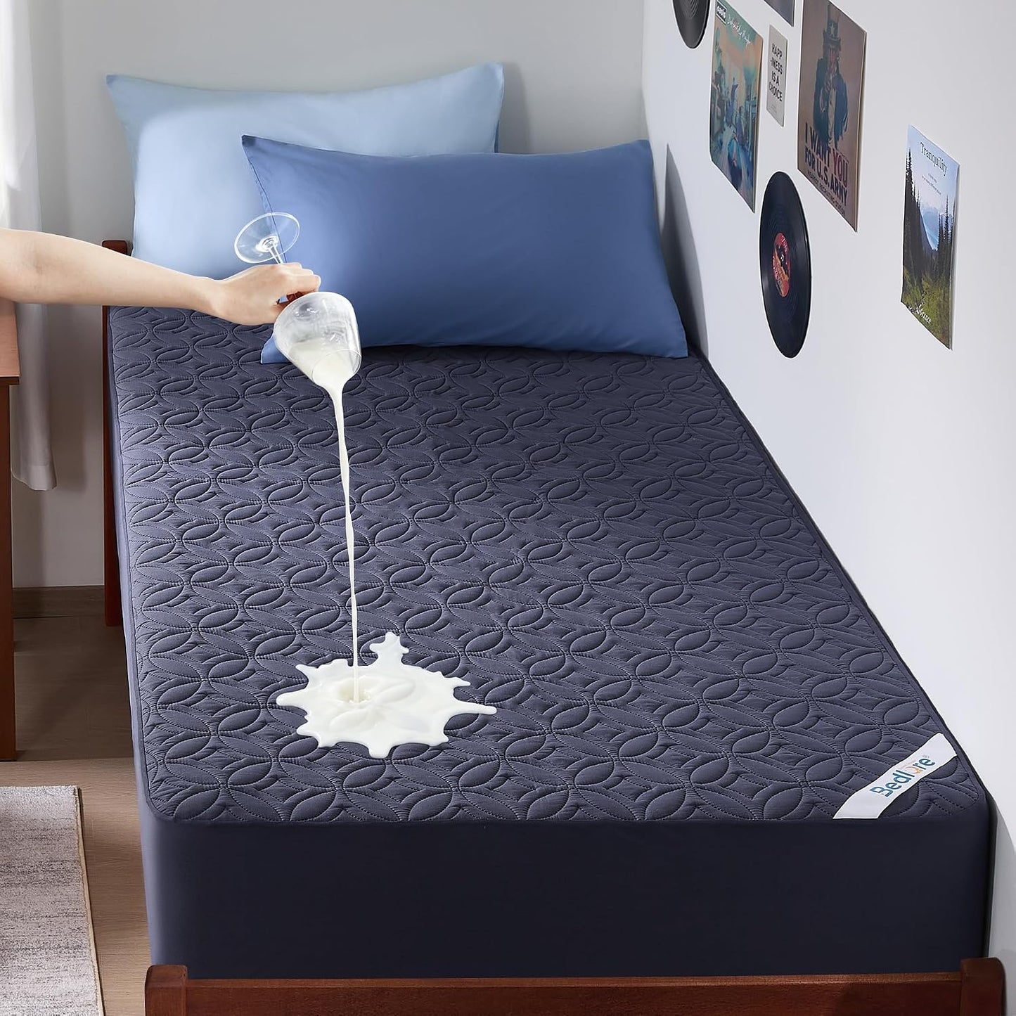 BEDLORE Waterproof Mattress Protector, King Size Mattress Pad with Deep Pocket 6"-18" Depth, Soft Noiseless Dirt-Proof Bed Mattress Cover Washable for Home, Bedroom, Hotel (Gray)