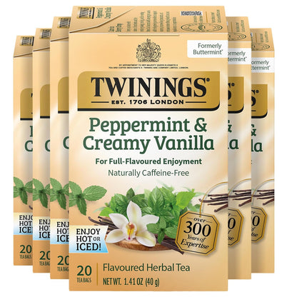 Twinings Peppermint & Creamy Vanilla Herbal Tea Bags, 120 CT Box (1 Pack)