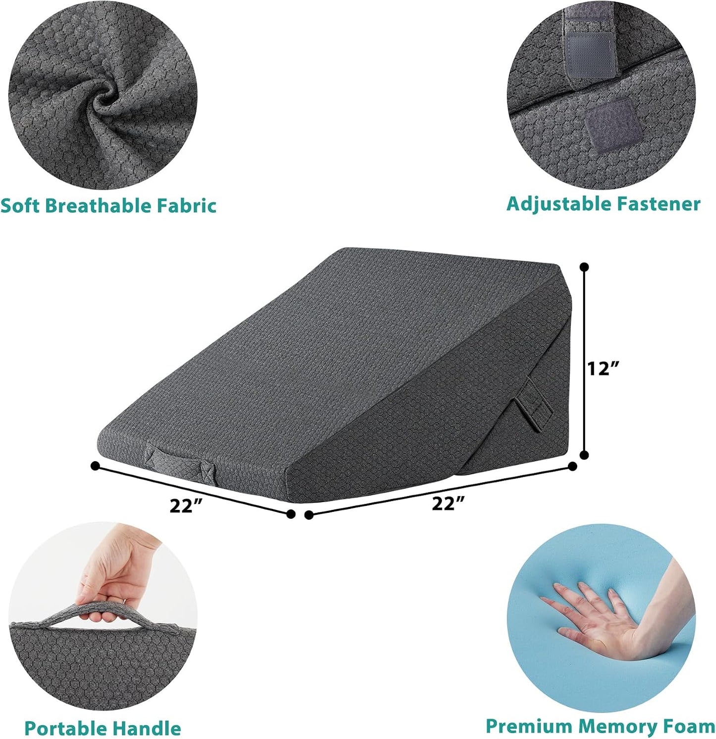 Bedluxe Wedge Pillow Headboard, 3PCS Orthopedic Bed Wedge Pillows Set for After Surgery, Adjustable Pillow Wedge for Acid Reflux&Back Pain Relief, Sleeping, Back Pillow for Bed Sitting Up, White/Grey