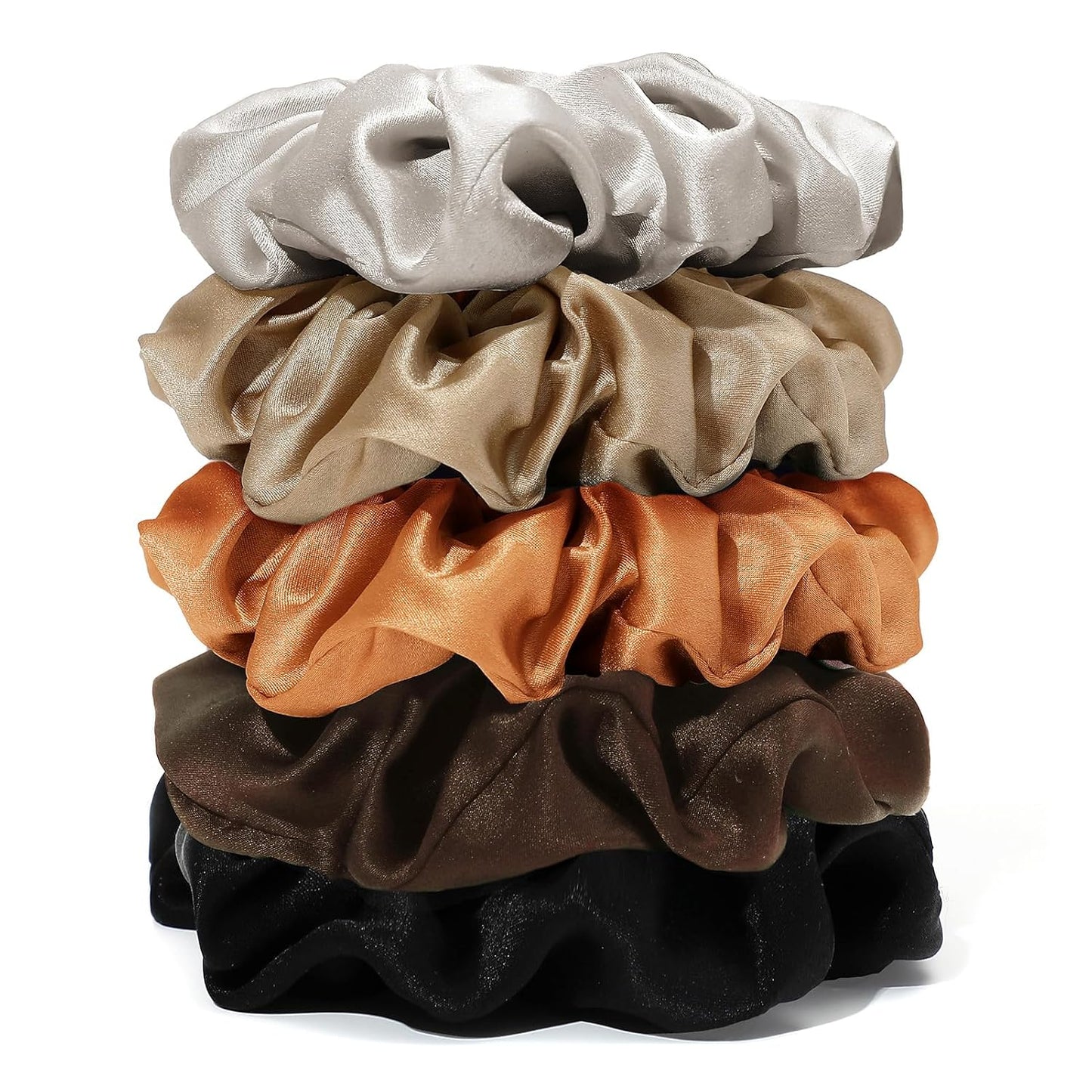 LILYSILK Silk Hair Scrunchies / Ties for Frizz & Breakage Prevention, 100% Mulberry, No Damage, Elastic ponytail Holders, 1Pc, Coffee - Colors B
