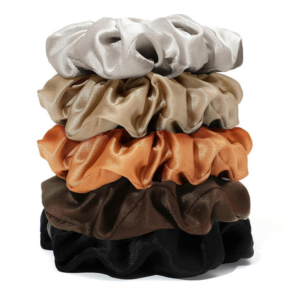 LILYSILK Silk Hair Scrunchies / Ties for Frizz & Breakage Prevention, 100% Mulberry, No Damage, Elastic ponytail Holders, 1Pc, Coffee - Colors B