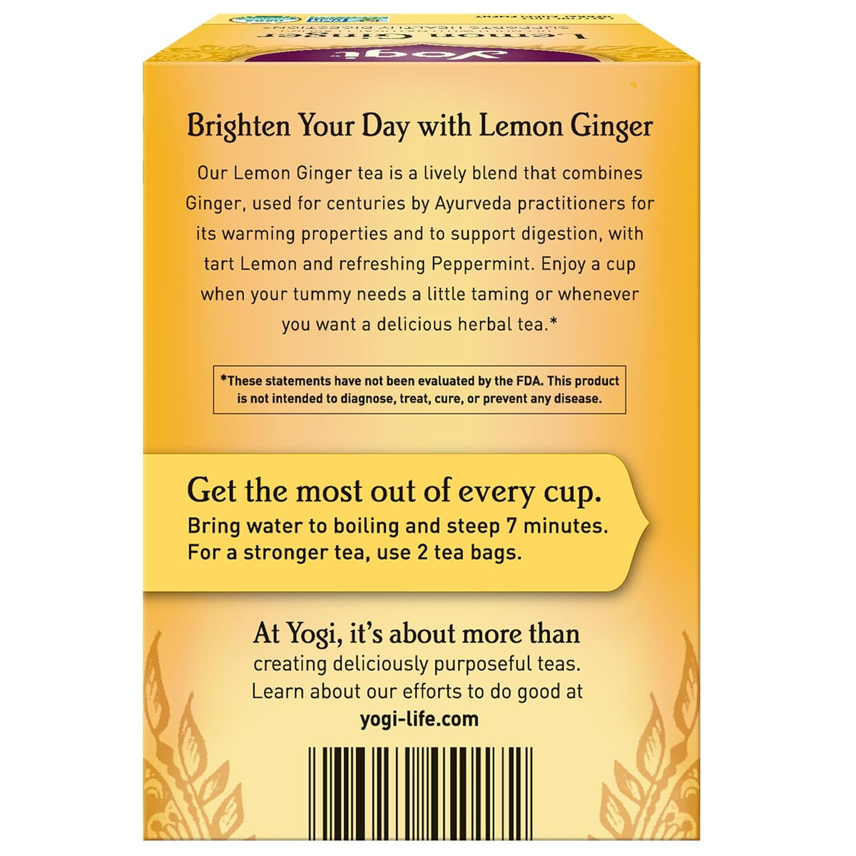 Yogi Lemon Ginger Organic Tea, 16 Tea Bags (4 Pack)
