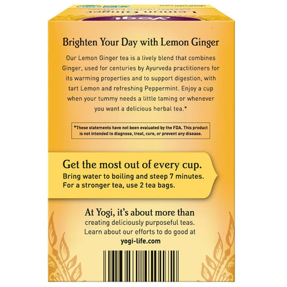 Yogi Lemon Ginger Organic Tea, 16 Tea Bags (4 Pack)