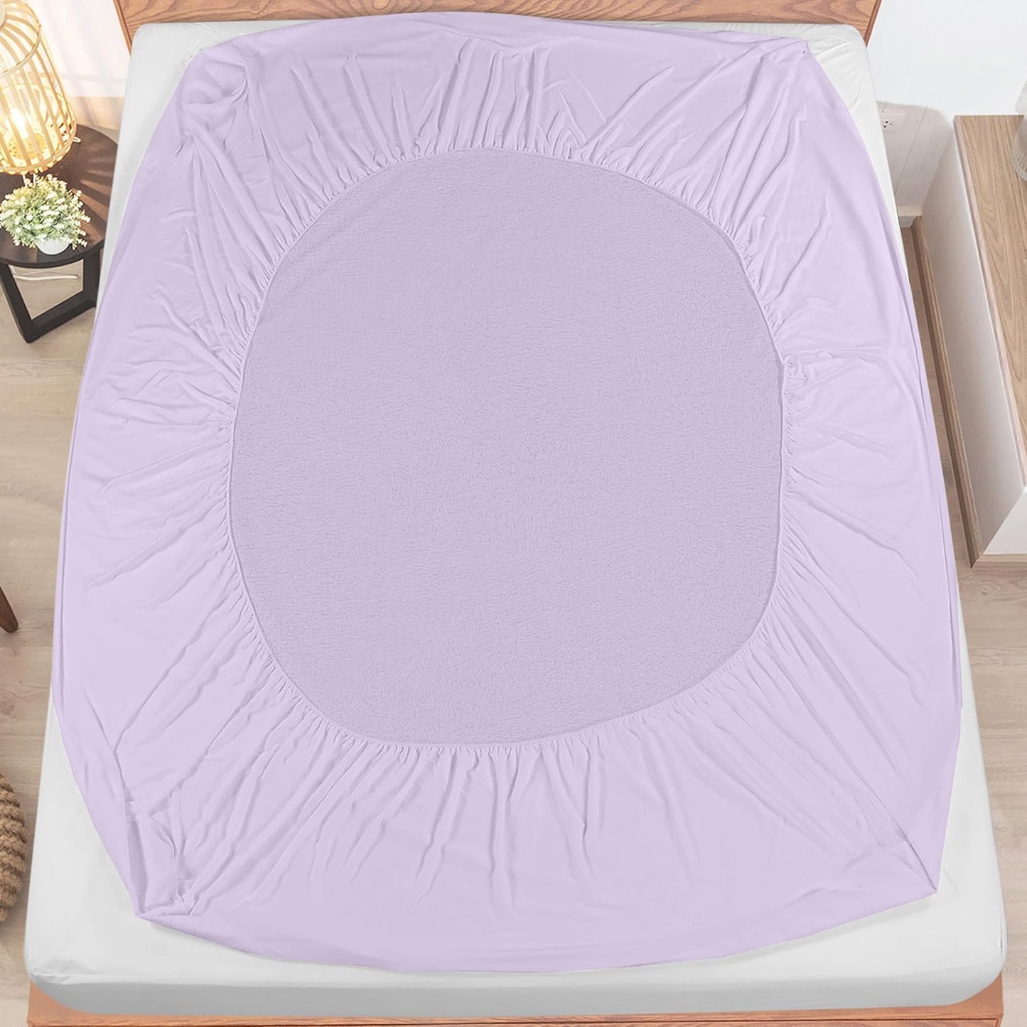 Queen Size Mattress Protector Waterproof, Premium 200 GSM Terry Mattress Cover, Soft & Breathable Bed Cover, Fitted Sheet Style Stretchable Deep Pockets 17" by Utopia Bedding (White)