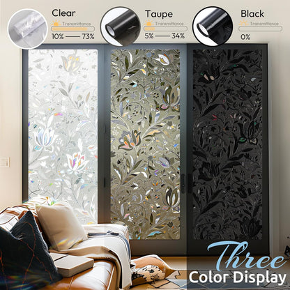 rabbitgoo Window Privacy Film One Way Window Tint for Home, Removable Reflective Heat Sun Blocking Anti UV Glass Door Covering, Mirror Tinting Film House Office, 17.5 Inch X 6.5 Feet, Black Silver