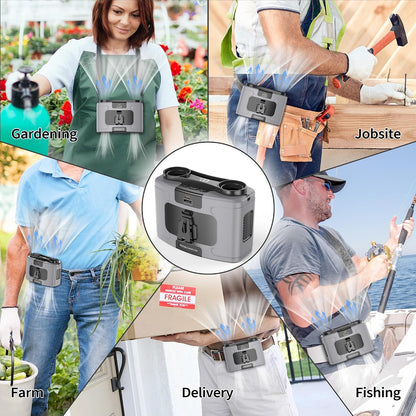 PANERGY 20000mAh Portable Waist Fan, Father Day Gifts for Husband Dad, Rechargeable Belt Clip Fan, 40H Cooling Gadgets for Men, 10 Speeds for Blue Collar, Jobsite Gardening Camping Travel Essentials