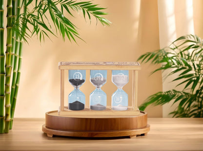 Mini Wooden Sand Timers,100% Bamboo Hourglass Sand Timers 1Min Sandglass Timer for Toothbrush Timer Games Classroom Home Office Cooking(Blue+1Min)