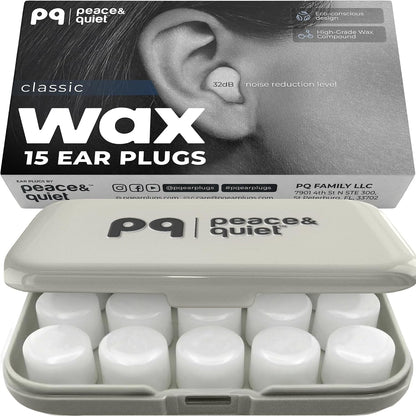 Peace&Quiet | PQ Wax Ear Plugs for Sleeping, Swimming - Soft Noise Cancelling Silicone Gel Wax Earplugs for Sleep and Swimmers, Sound Blocking Level of 32 Db, Color: Blue