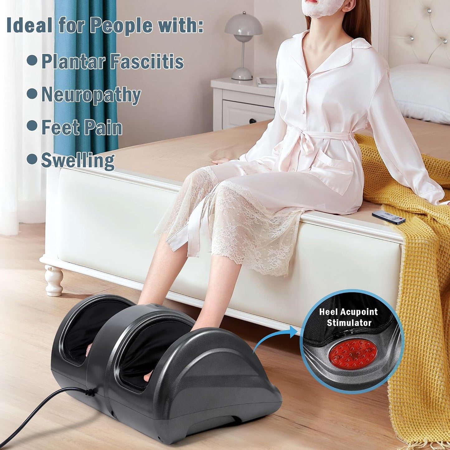 H&B Luxuries Shiatsu Foot Massager Machine with Remote Controller, Kneading and Rolling Home Massagers for Feet, Ankle, Calf, Leg, Ideally for Men, Women, Father, Mom Parents and The Elderly, Red