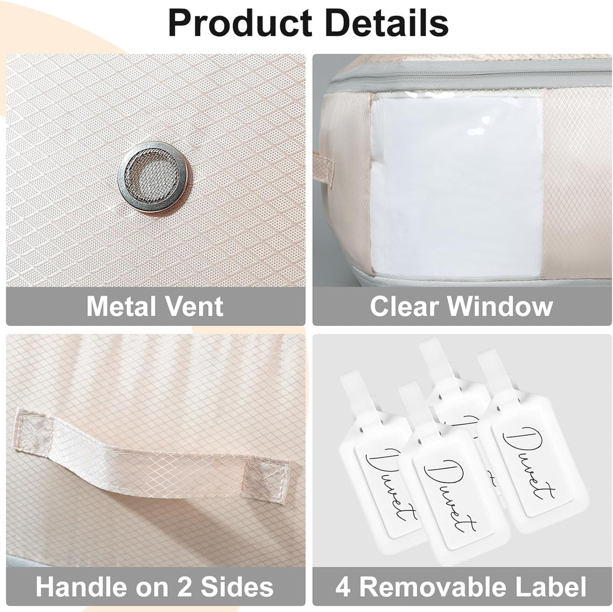 DIMJ Comforter Storage Bag - Blanket Storage Organizer Compression Bags, Large Capacity Ultra Space Saving Self Compression Organize for Bedding, Pillow, Duvet, Sheet Storage with Zipper Window