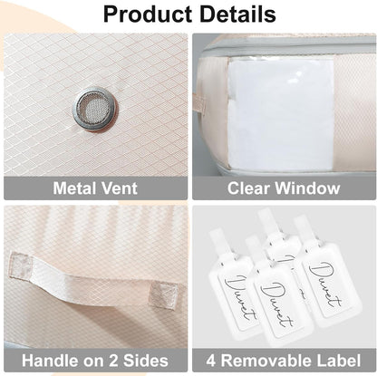 DIMJ Comforter Storage Bag - Blanket Storage Organizer Compression Bags, Large Capacity Ultra Space Saving Self Compression Organize for Bedding, Pillow, Duvet, Sheet Storage with Zipper Window