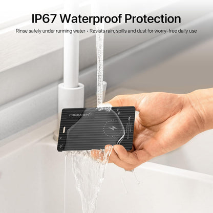 Air Tag Wallet Tracker Card, Rechargeable with Wireless Charging, Works with Apple Find My (iOS Only), Apple MFi Certified, IP67 Waterproof Item Finder for Wallet, Passport & Luggage