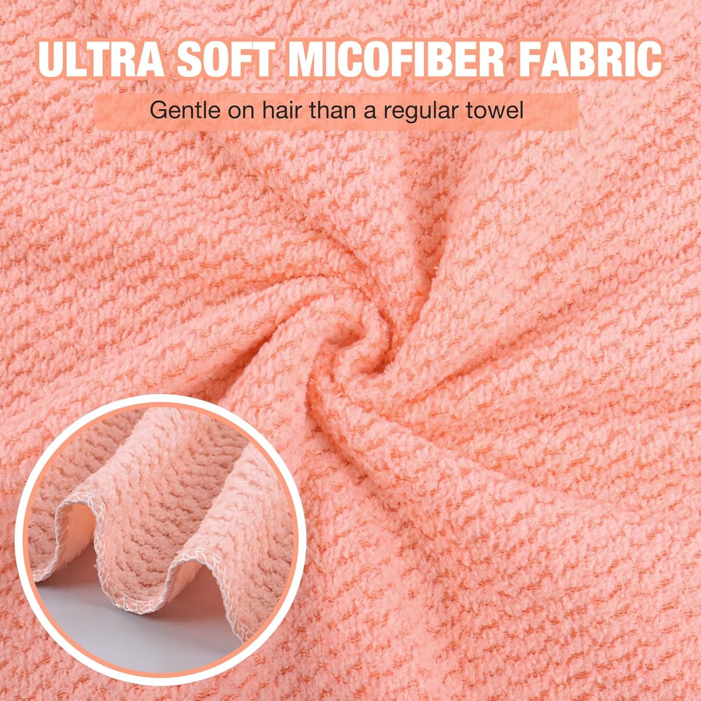 3 Pack Microfiber Hair Drying Towels for Women, Super Absorbent Microfiber Hair Towel for Curly Hair, Hair Drying Towel Wrap for Hair Care with Elastic Strap