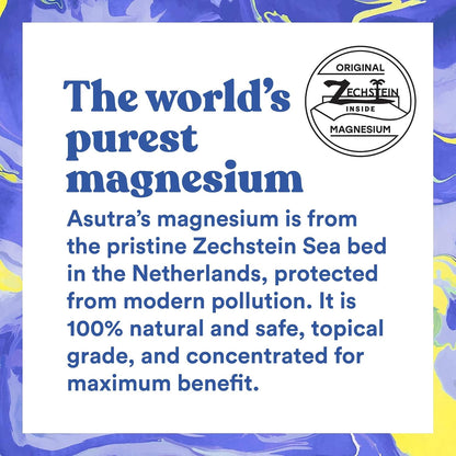 Asutra Lavender Magnesium Chloride Flakes for Bath, Pure Zechstein Source, Magnesium Flakes for Bath Soak, Foot & Body, 2 lbs
