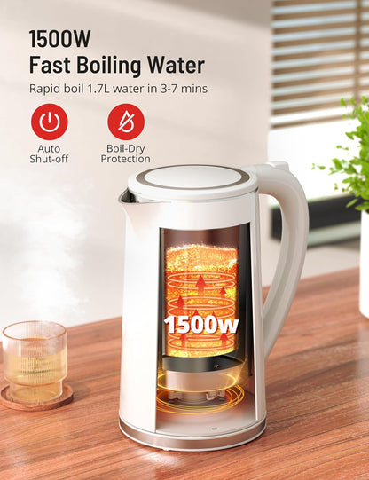 Electric Kettle Temperature Control, 1.7L Large Electric Tea Kettle, 4H Keep Warm Hot Water Boiler with 6 Presets, LED Screen Electric Kettles for Boiling Water, Boil-Dry Protection, BPA Free
