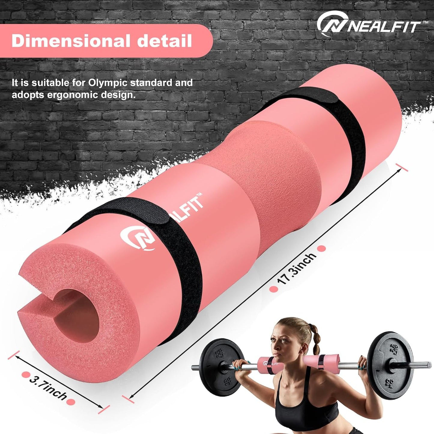 NEALFIT Barbell Pad Squat Pad for Squats—Squat Bar Pad—Great for Weightlifting,Lunges and Hip Thrusts—Foam Sponge Pad—Fit Standard and Olympic Bars Perfectly