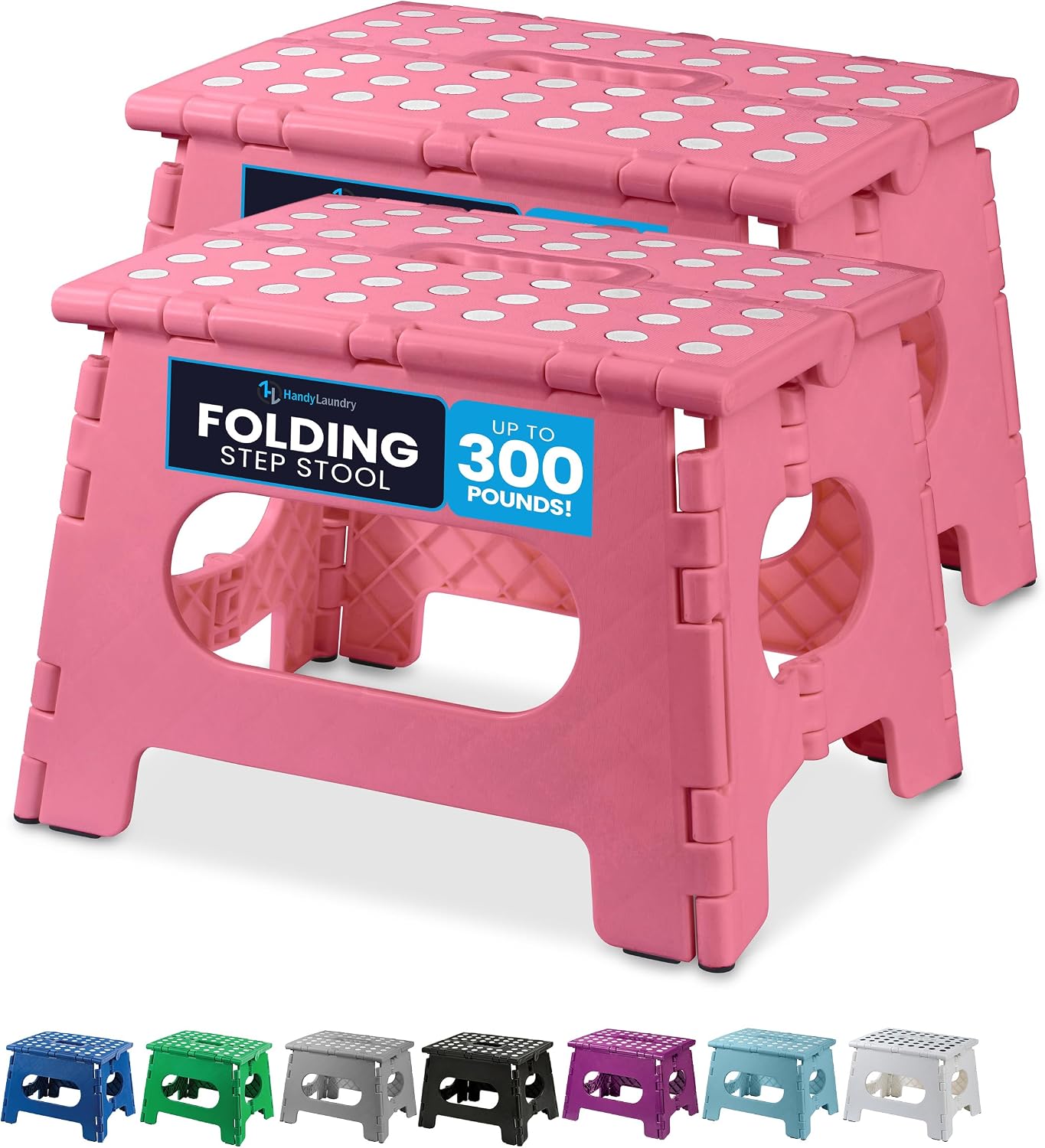 Handy Laundry Folding Step Stool - Sturdy Enough Collapsible Stool to Support Adults - Opens Easy with One Flip - Great for Kitchen, Bathroom or Bedroom (Black - 9 Inch)