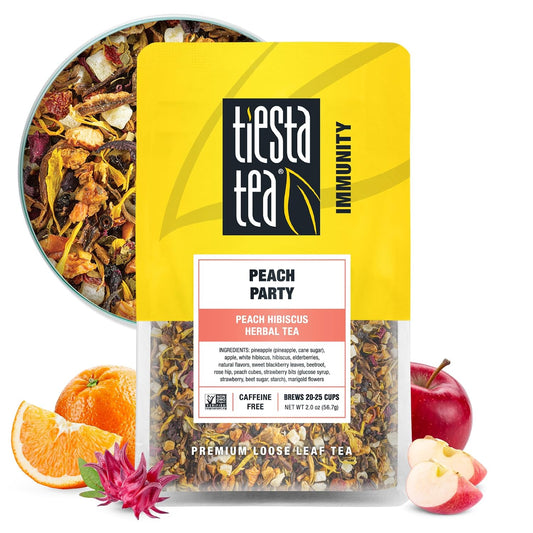 Tiesta Tea - Peach Party, Loose Leaf, Peach Hibiscus Herbal Brew, 2oz