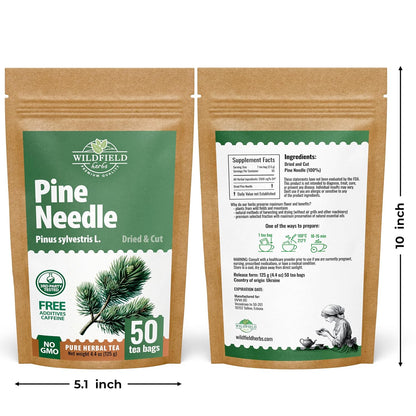 50 Bags Pine Needle Tea Dried Pine Needles Herb Tea (Pinus Koraiensis) - 50 Count 2.5g Bags Dried Needle Leaf Aguja De Pino