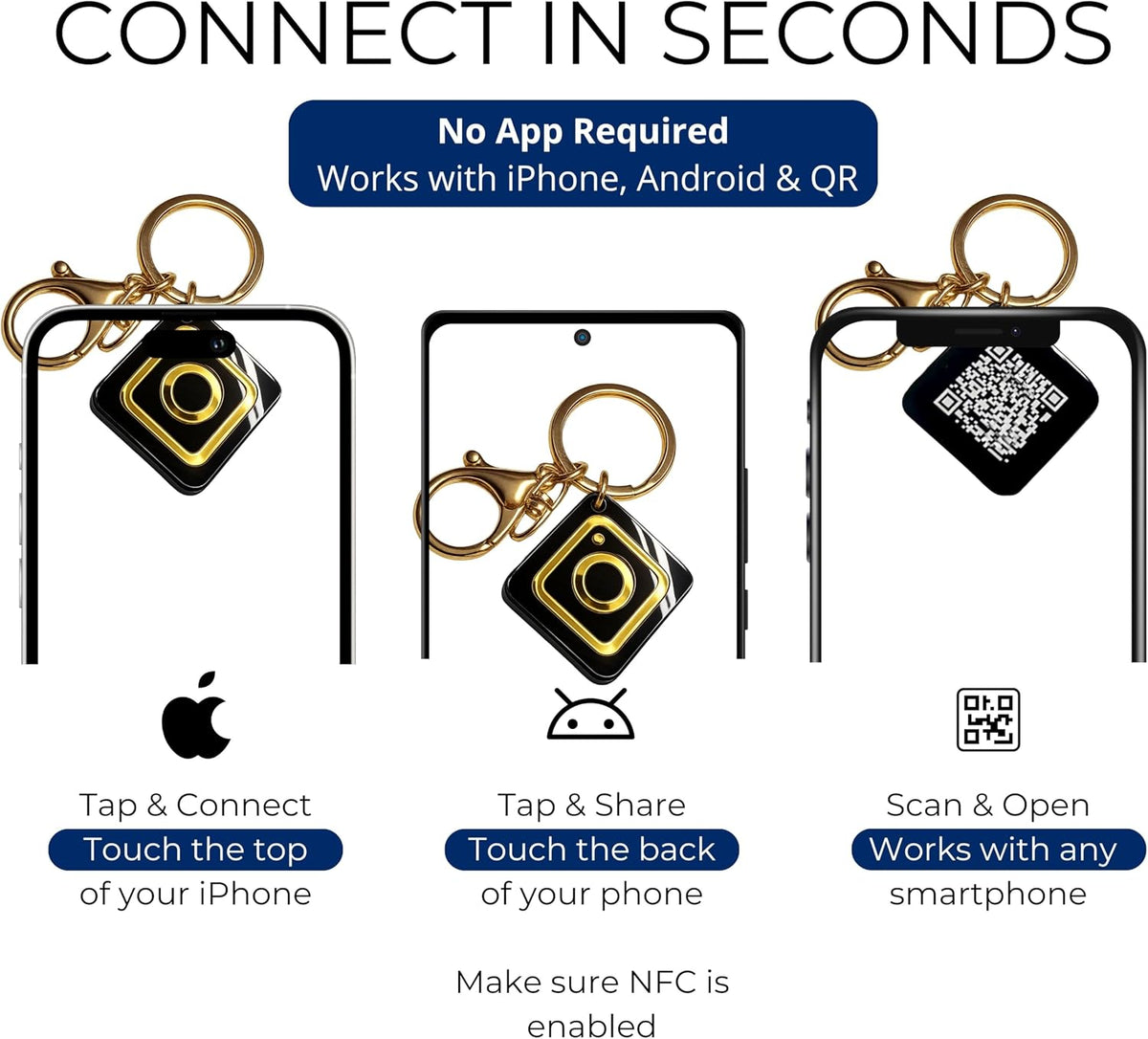 VTAG.ID NFC Digital Business Card Keychain - Tap to Share Contact & Social