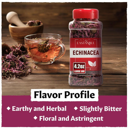 Eastanbul Echinacea Purpurea, Dried Echinacea Flowers & Leaves, 4.2oz