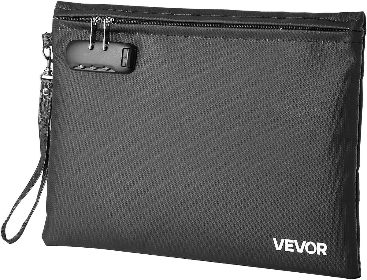 VEVOR Fireproof Document Bag, 1832 ℉ Heat Insulated Fireproof & Waterproof Bag, Portable Multi-Layer File Storage Security Organizer Home Office Travel Use, for Passports, Important Documents, Files