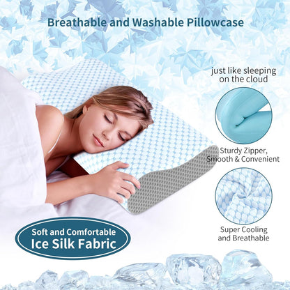 Cervical Pillow for Neck Pain Relief, Contour Memory Foam Pillows for Sleeping, Ergonomic Pillow Adjustable Orthopedic Cooling Pillow Bed Pillow Neck Support for Side Back Stomach Sleepers(Blue)