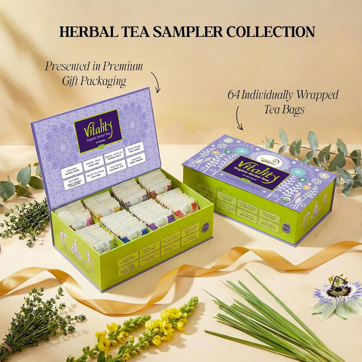 Adanim Herbal Teas (64 Count, Vitality Herbal Tea Sampler)