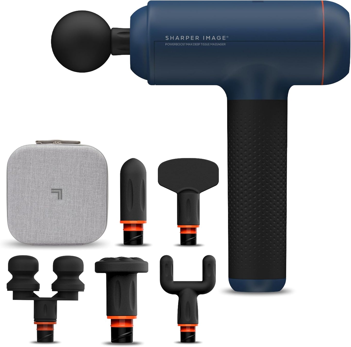 Sharper Image PowerBoost Max Massage Gun [2026 Version] Anti-Stall Deep Tissue Percussion Massager| 7 Speeds| Workout Muscle Recovery| Pain Relief| Back & Shoulder Massage Tool| Gifts for Men Women