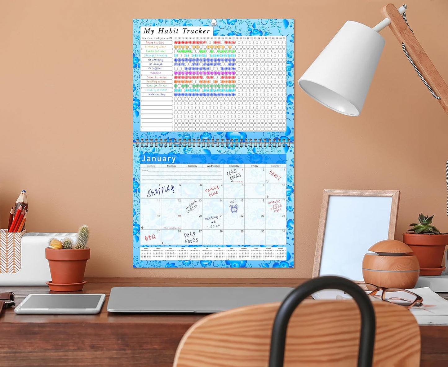 2027 Monthly Desktop/Wall Calendar/Planner - Habit Tracker - Daily, Weekly & Monthly Goal Motivational Habit Tracking Journal Inspirational - (Edition #019)