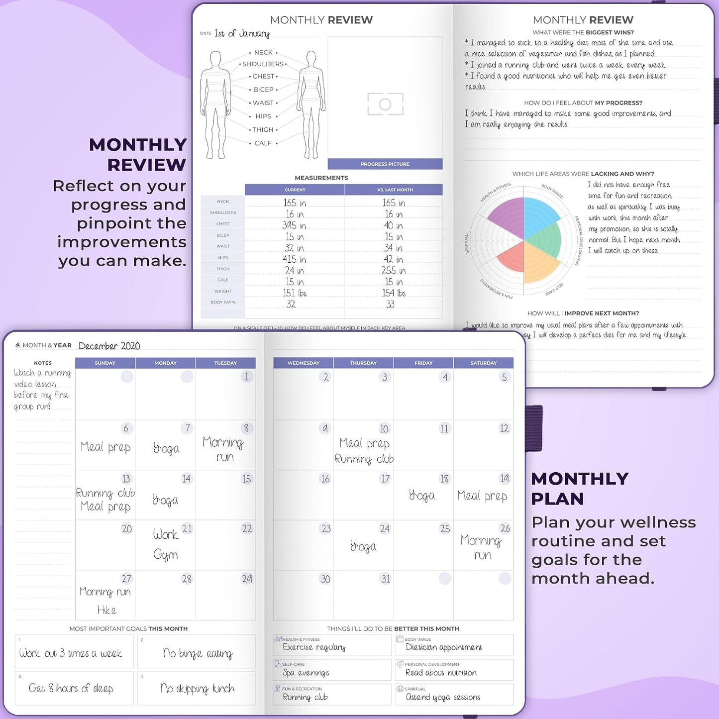 Clever Fox Fitness & Food Journal – Nutrition & Workout Planner for Women & Men – Diet & Gym Exercise Log Book with Calendars, Diet & Training Trackers - Undated, A5 Size, Hardcover (Forest Green)