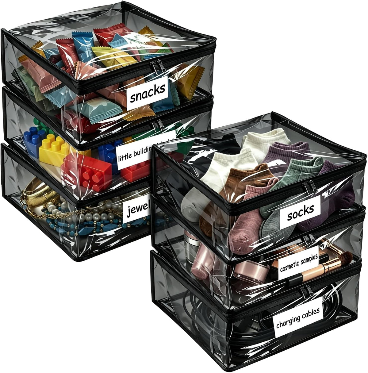 Plastic Storage Bags with Easy-Glide Zipper, Durable Clear Vinyl Zippered Storage Bags for Clothes Sweaters Comforters Blankets Sheets Bedding (15.7 x 13.8 x 3.9 Inch, Transparent White)