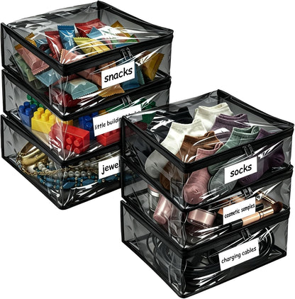 Plastic Storage Bags with Easy-Glide Zipper, Durable Clear Vinyl Zippered Storage Bags for Clothes Sweaters Comforters Blankets Sheets Bedding (15.7 x 13.8 x 3.9 Inch, Transparent White)