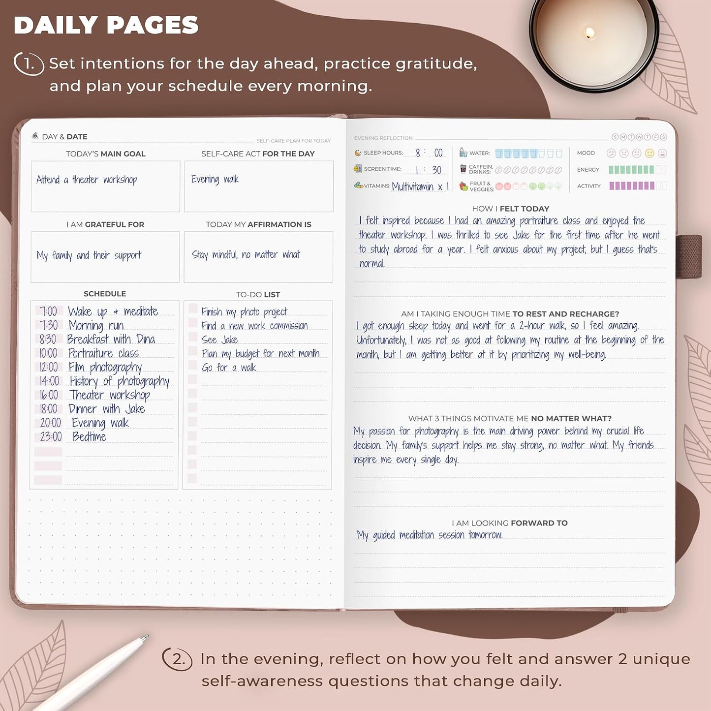 Clever Fox Self-Care Journal for Women, Daily Planner 5.8x8.3 Aquamarine