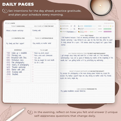 Clever Fox Self-Care Journal for Women, Daily Planner 5.8x8.3 Aquamarine