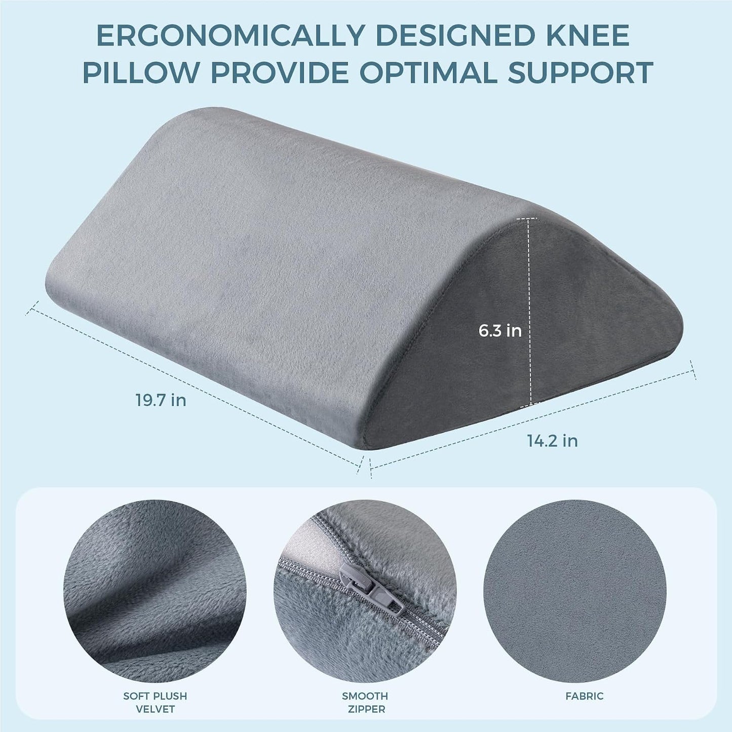 Knee Wedge Pillow for Post-Surgery Recovery-Leg Elevation Support for Sleep Position, Alleviating Lower Back & Hip Pain Enhancing Circulation in Ankles Legs Triangle Pillow with Removable Cover