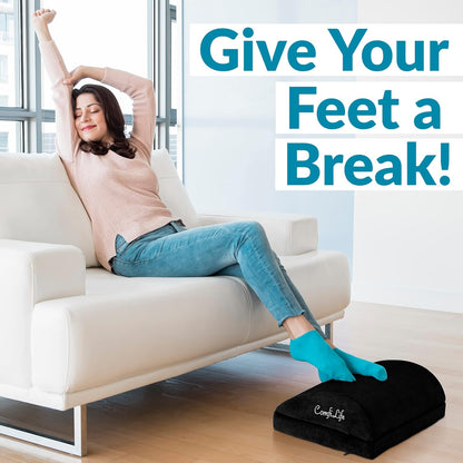 ComfiLife Foot Rest for Under Desk at Work – Adjustable Height Memory Foam Foot Stool for Under Desk, Office Chair & Gaming Chair – Ergonomic Footrest for Back & Hip Pain Relief (Black)