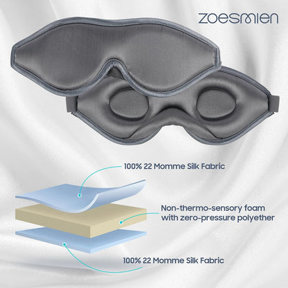Sleep Mask 100% Mulberry Silk, Misty Blue