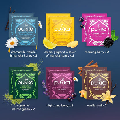Pukka Christmas Tea Sampler Advent with Black and Green Teas, 24 Tea Bags