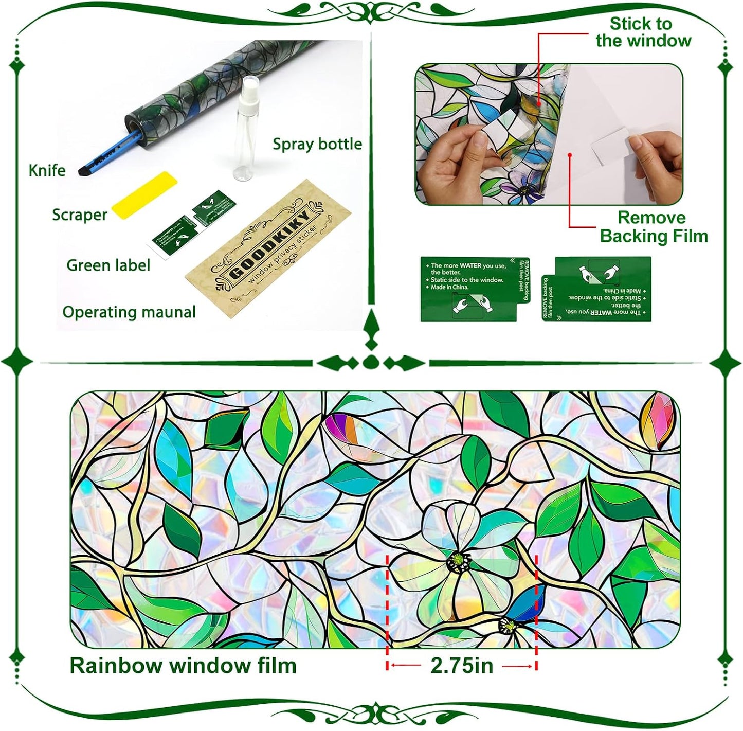 Frosted Glass Window Film, Decorative Sun Heat Blocking,Anti UV Save Energy