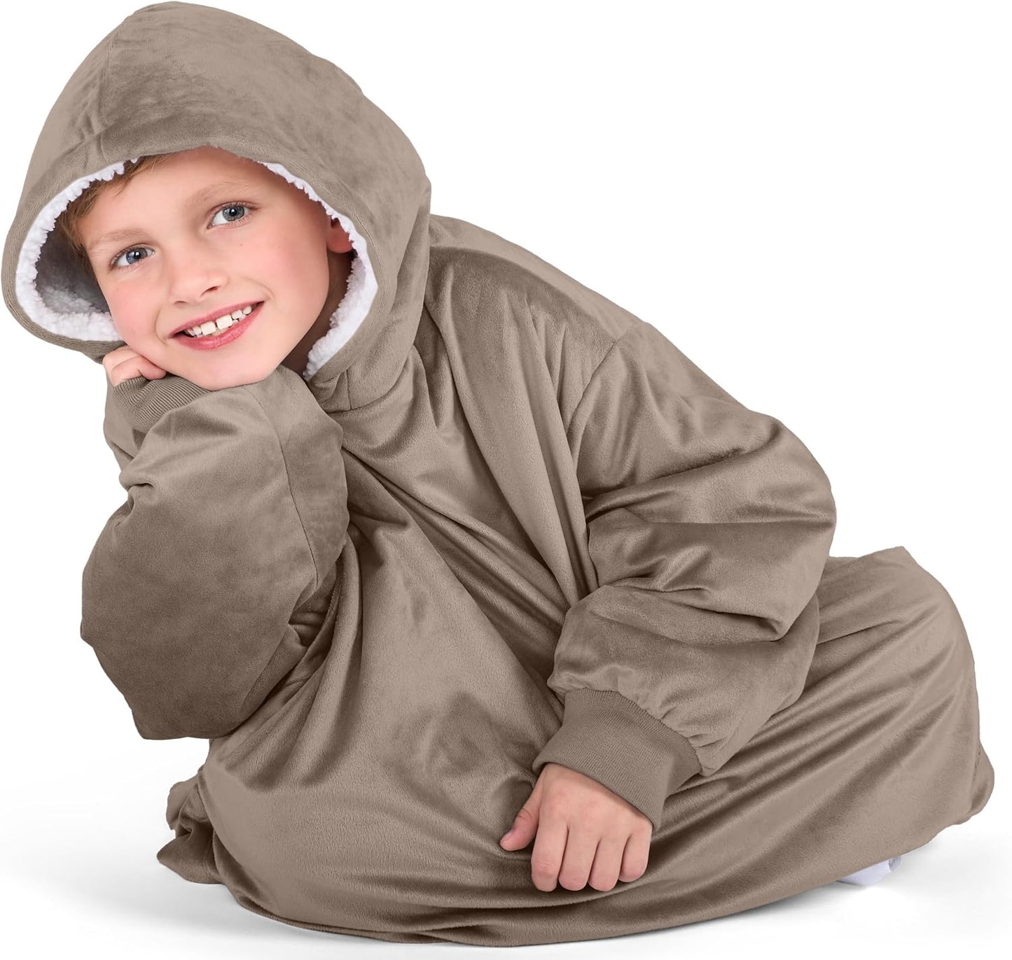 Bare Home Wearable Blanket Hoodie - Soft Plush Sherpa - Warm and Cozy - Oversized Wearable Blanket