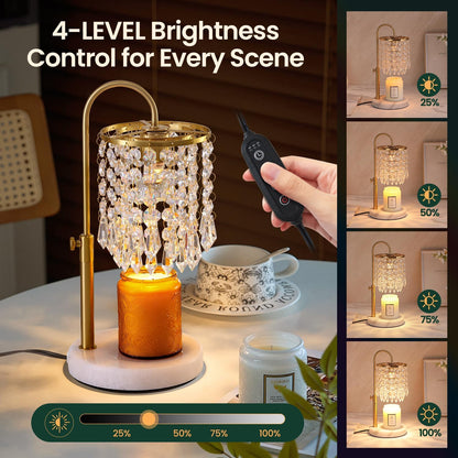 Candle Warmer Lamp with Timer Dimmer and 3 Bulbs, Lamp Candle Warmer with Marble Base,Wax Melt Warmer for Jar Candles, Birthday Gifts for Women Mom, House Warming Gifts New Home Decor (RGB-Black)