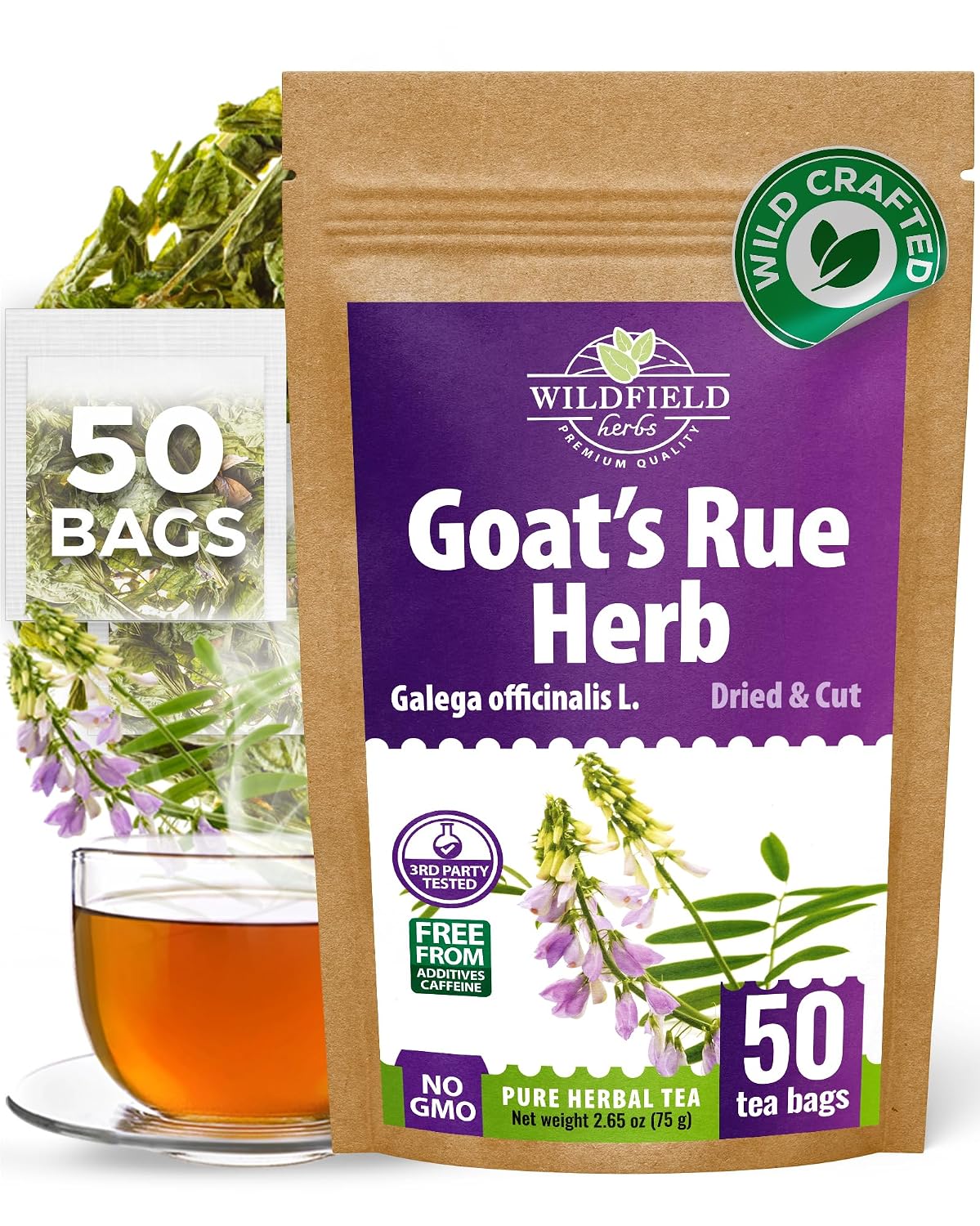50 Bags Goat's Rue Herbal Tea (Galega Officinalis) - 50 Count 2g Tea Bags Ruda De Cabra