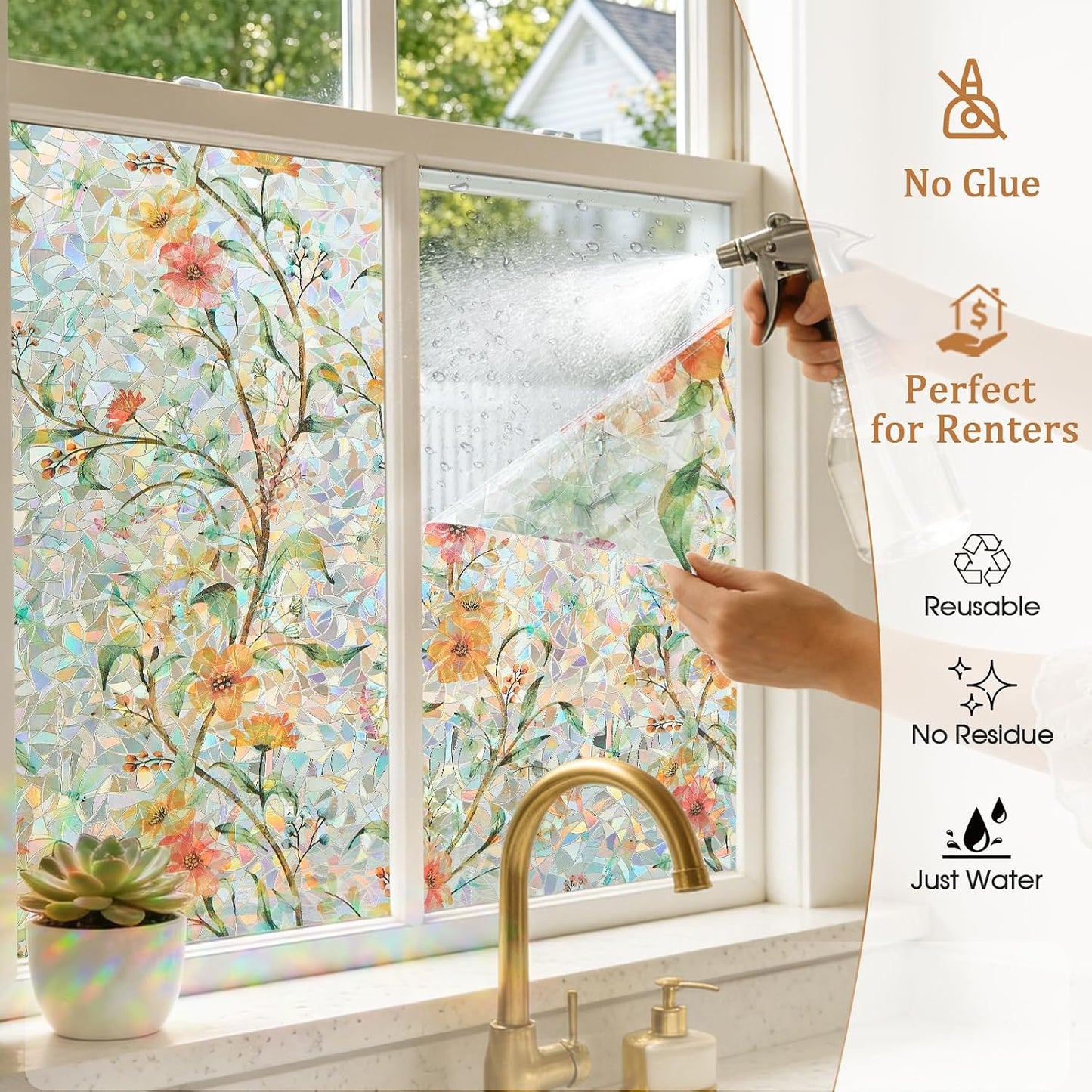 Coavas Blackout Window Privacy Film, Geometric Pattern, 11.8" x 78.7"