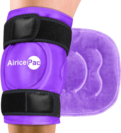 AiricePac 2 Ice Pack for Knee Pain Relief, Reusable Gel Ice Wrap for Injuries, Swelling, Knee Replacement Surgery, Cold Compress Therapy for Arthritis, Meniscus Tear and ACL, Blue