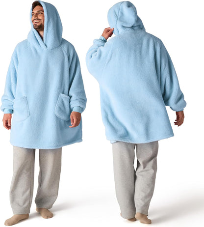 Bedsure Wearable Blanket Hoodies, Blanket Hoodie as Mothers Day Birthday Gifts for Mom Women, Warm Cozy Soft Sweatshirt Hooded Blankets for Women Men Adults, Grey, Standard